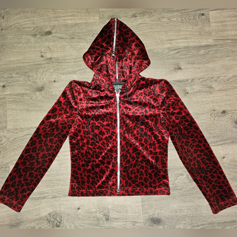 Vintage Lip Sevice Velour Cheetah print zip up jacket